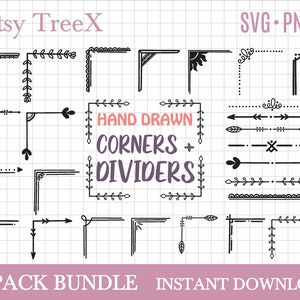 Corners SVG bundle, hand drawn planner corners svg by Oxee, clip board svg corner, simple corners svg, floral corners