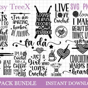 Crochet quotes SVG bundle by Oxee, crochet hook svg, crochet girl svg, crochet yarn svg, Cricut, Silhouette
