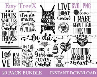 Crochet quotes SVG bundle by Oxee, crochet hook svg, crochet girl svg, crochet yarn svg, Cricut, Silhouette