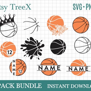 Bundle SVG de monogramme de basket-ball par Oxee, basket-ball SVG, ballon de basket SVG, coupe fichier Cricut, splat de basket-ball, silhouette de la Couronne
