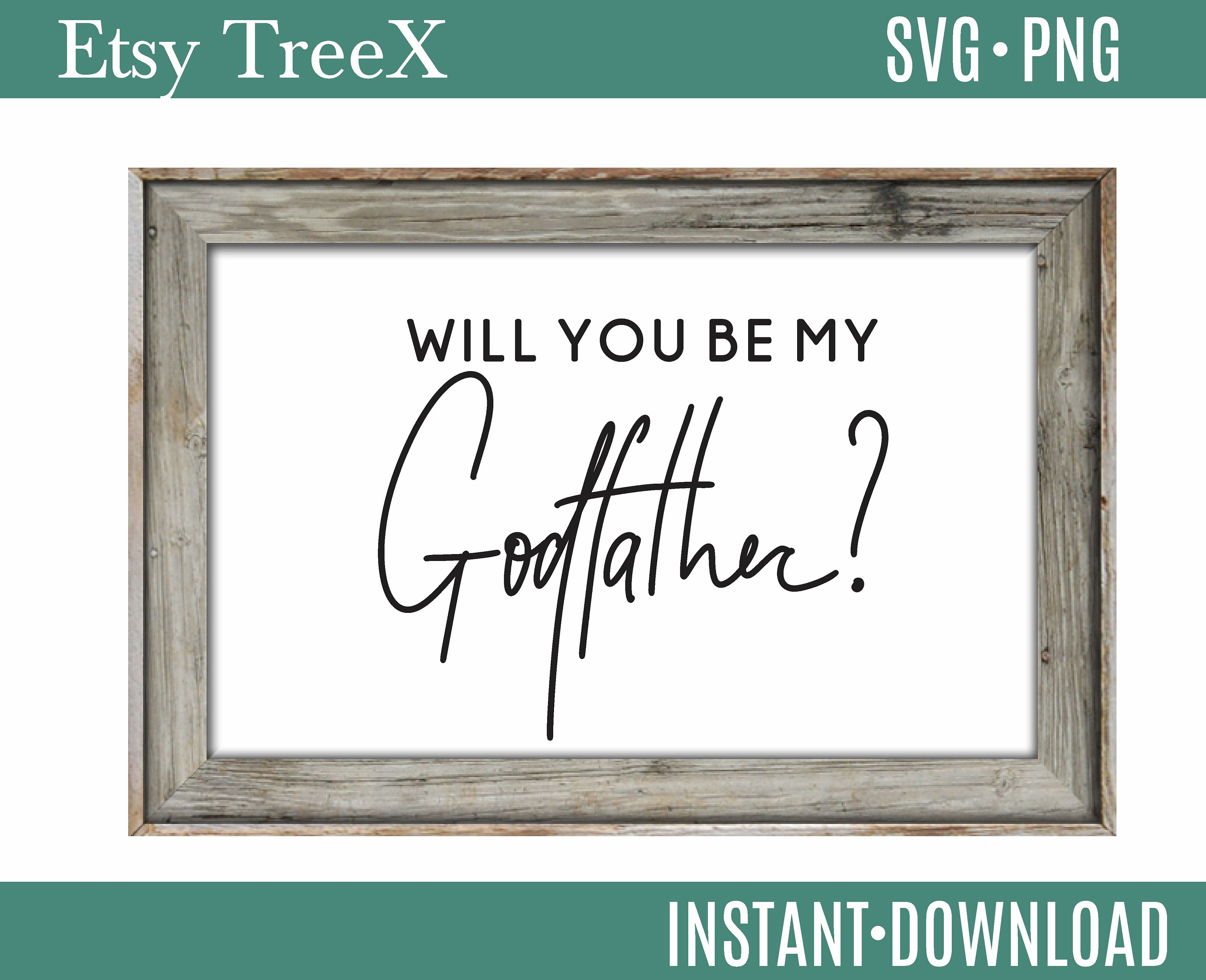 Will you be my Godfather SVG sign by Oxee hand lettered | Etsy