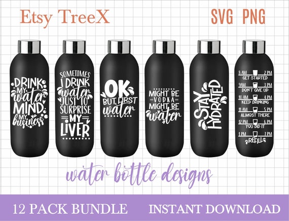 Water Bottle Stickers SVG Bundle by Oxee, Drinking Bottle Quotes Svg, Funny  Cricut Water Bottle Svg, Drink More Water 