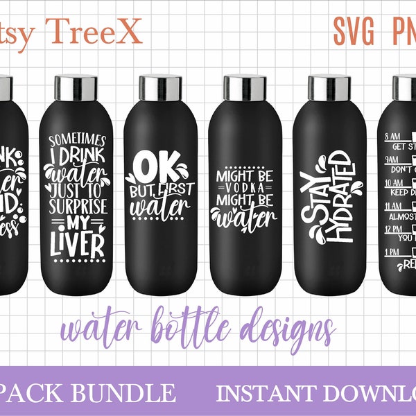 Water bottle stickers SVG bundle by Oxee, drinking bottle quotes svg, funny cricut water bottle svg, drink more water