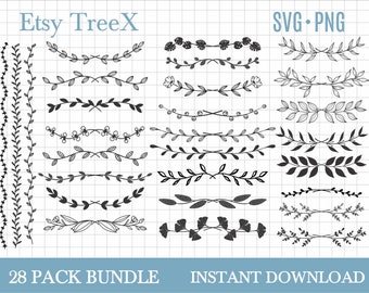 Floral divider svg bundle by Oxee, Greenery leaf decorative border svg, leaves svg, leaf svg png clipart, frame svg, text divider svg