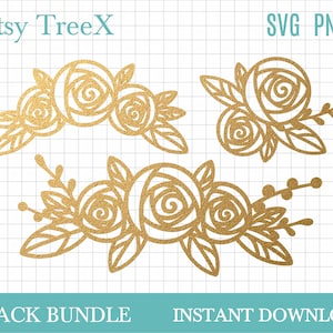 Layered rose bundle svg by Oxee, cricut roses svg, doodle roses svg, skeleton rose svg, leaf clipart, lasercut svg, leaf svg