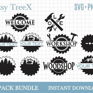 Sägeblatt SVG Bundle von Oxee, Säge Monogramm SVG, Werkstatt Logo SVG, Werkstatt Zeichen svg, Holzwerkstatt Zeichen svg, Cut File Cricut