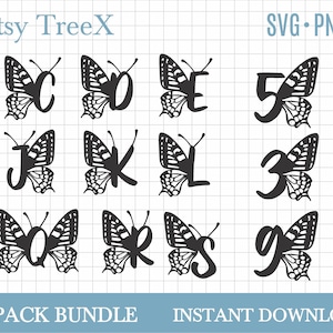 Butterfly alphabet bundle SVG, letters svg by Oxee, butterfly letters bundle svg, butterfly wings svg