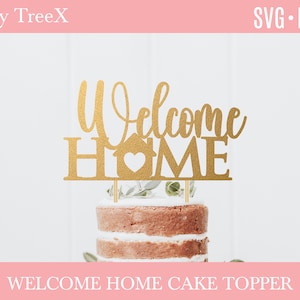 Welcome Home cake topper svg by Oxee, cake topper cut file, laser cut cake topper file, home sweet home vector cake topper file