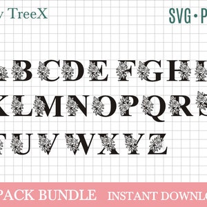Floral Alphabet SVG Bundle, Letters Svg by Oxee, Flower Letters Bundle ...