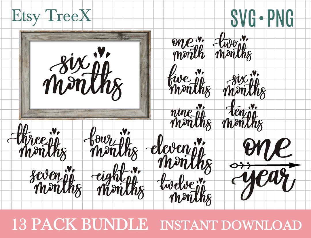 Baby Milestone SVG Bundle by Oxee, Cricut Newborn Sign Svg, Nine Months ...