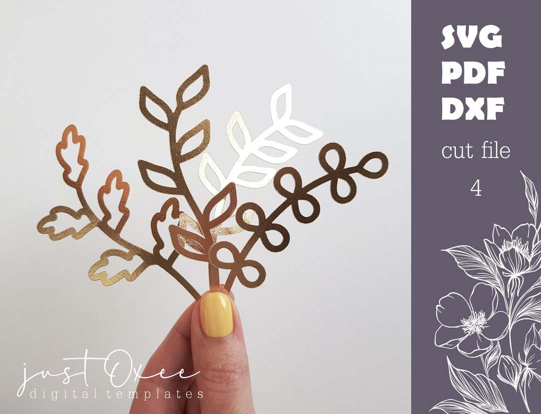 Leaves Cut File by Oxee, Gold Foil Leaves, Cricut Cut File, Laser Cut Leaves, Card Making ...