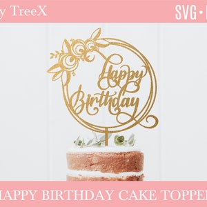 Happy Birthday Cake Topper svg von Oxee, Happy Birthday Cake Topper Datei, Laser cut Datei, Vektor Cake Topper Datei