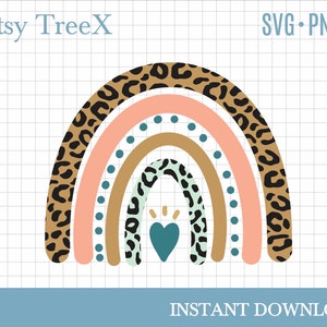 Leopard Rainbow SVG by Oxee, Leopard Spots rainbow svg, Leopard Print rainbow svg, boho rainbow Svg, Animal Spots SVG