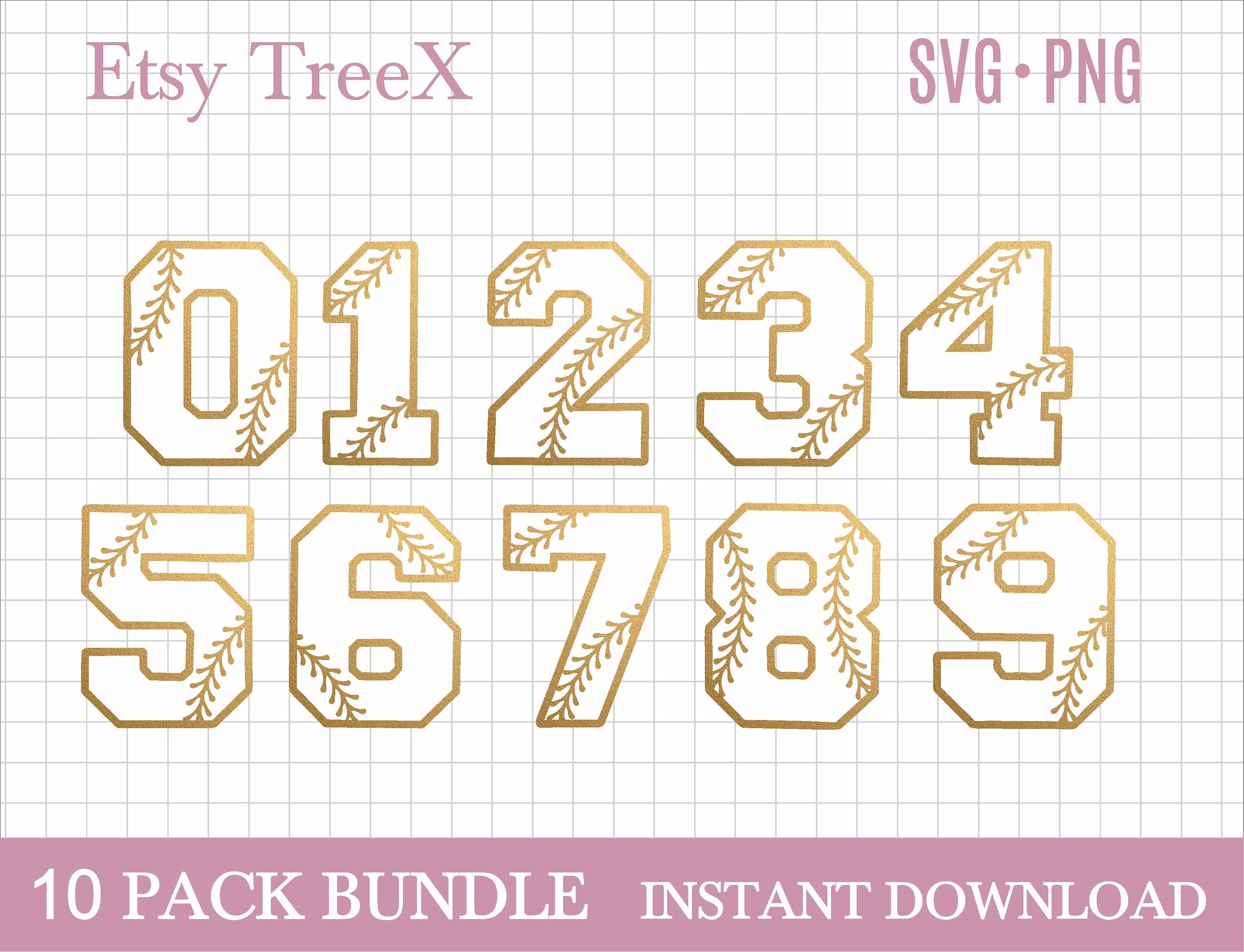 Baseball numbers SVG bundle by Oxee, baseball stich font SVG, layered baseball ball numbers SVG, silhouette, Cut File Cricut