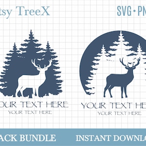 Logotipo de negocio de ciervo forestal SVG, signo de negocio de naturaleza por Oxee, logotipo de bosque de pino svg, logotipo de círculo svg, logotipo azul real svg, silueta de ciervo