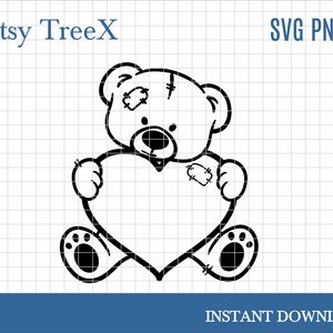 Teddybeer met liefde hart SVG door Oxee, st Valentine dag beer gesneden bestand, pluche beer svg, cricut gesneden bestand, silhouet