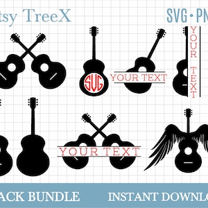 Pacote SVG de guitarra da Oxee, música de guitarra svg, monograma de guitarra clássica svg, arquivo de corte glowforge, silhueta de guitarra svg, monograma de círculo de guitarra