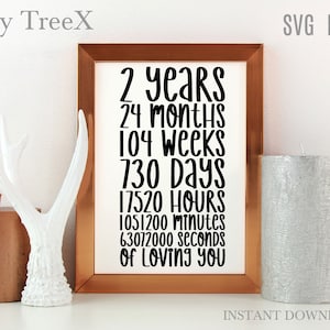 Second year anniversary SVG by Oxee, 2 years of loving you, anniversary print, wedding anniversary