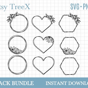 Paquete SVG de corona de Oxee, corona floral svg, corona de boda svg, corona de monograma, marco floral circular, archivo cricut
