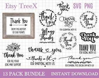 Thank You SVG Bundle: Cut Files for Cricut (Digital Download)