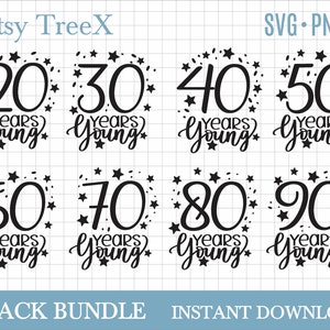 Verjaardag teken svg bundel door Oxee, 50 jaar jong gesneden bestand, vector gesneden bestand, cricut, silhouet