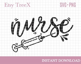 Infermiera scritta a mano SVG: Cricut, Silhouette Cut File (download digitale)