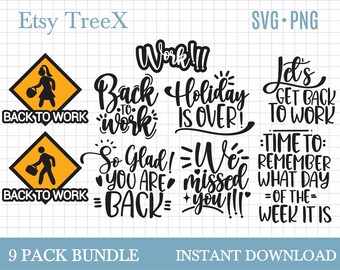 Back To Work SVG Bundle: Hand Lettered Designs (Digital Download)