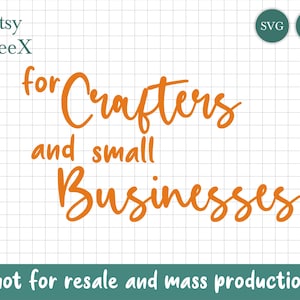 Może przedstawiać: Pomarańczowy tekst na białym tle brzmi "for Crafters and small Businesses *not for resale and mass productions".