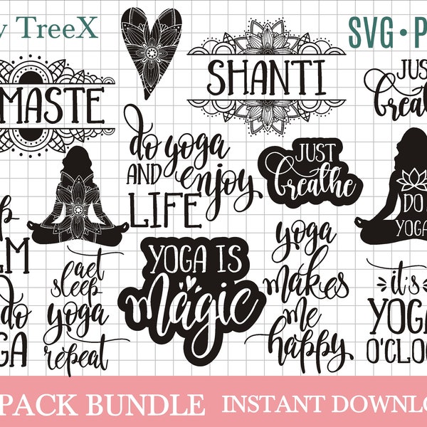 Yoga SVG bundle by Oxee, yoga quotes svg, girl yoga silhouette svg, namaste svg, do yoga Cut Files for Cricut