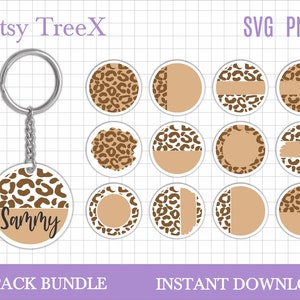 Leopard monogram keychain pattern svg by Oxee, leopard background keychain bundle svg, key ring pattern svg, keychain svg, Cricut leopard