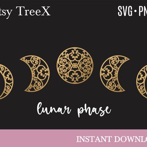 Maanfase SVG, maanfase svg door Oxee, muur kunst maan silhouet svg, Marokkaanse maan svg, silhouet svg, cricut svg