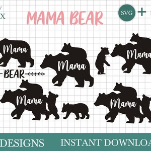 Mama Bear SVG bundle by Oxee, Mom of three Svg, Mom To Be svg, Mom Life Svg, Mom Shirt Mother&#39;s Day, Cut Files for Cricut, bear silhouette