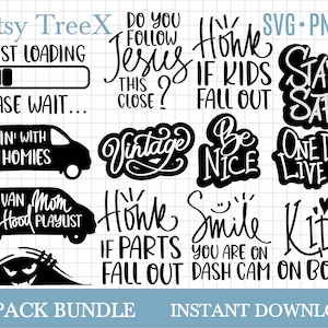 Funny car stickers SVG bundle by Oxee, hand lettered car quotes svg, sarcastic car stickers svg, kids on board svg