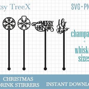 Weihnachtsgetränke-Rührer SVG Bundle: Laser geschnitten Swizzle Stick-Datei (Digitaler Download)