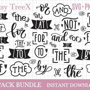 Paquete SVG de lemas con letras a mano de Oxee, Word Element Svg, paquete Typography Svg, svg decorativo, silueta, archivo de corte cricut