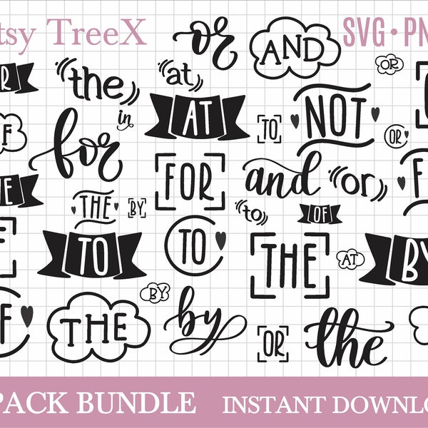 Hand lettered catchwords SVG bundle by Oxee, Word Element Svg, Typography Svg bundle, decorative svg, silhouette, cut file cricut