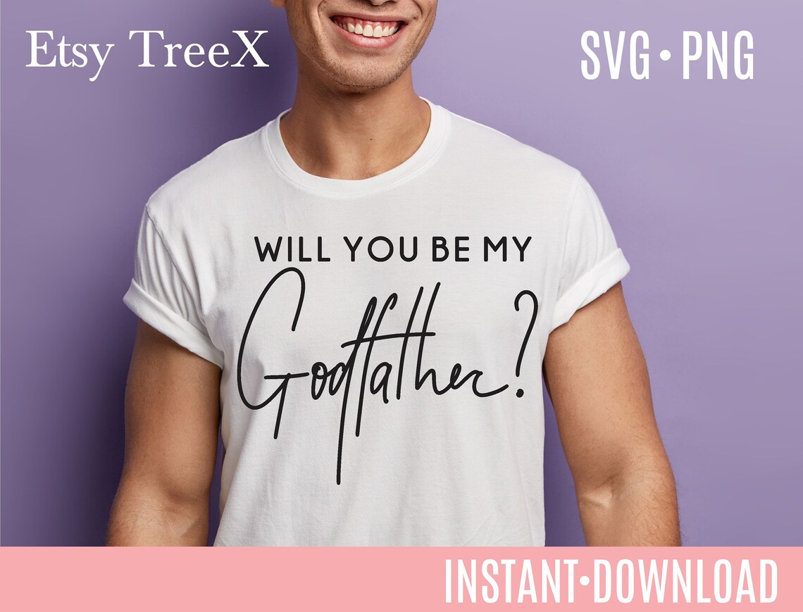 Will you be my Godfather SVG sign by Oxee hand lettered | Etsy