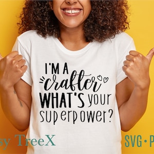 Archivo de corte SVG de superpotencia Crafter, signo de camiseta crafter svg, svg inspirador por Oxee, archivo de corte cricut