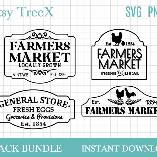 Farmers market SVG sign bundle by Oxee, general store sign, vintage farm market svg, farming svg