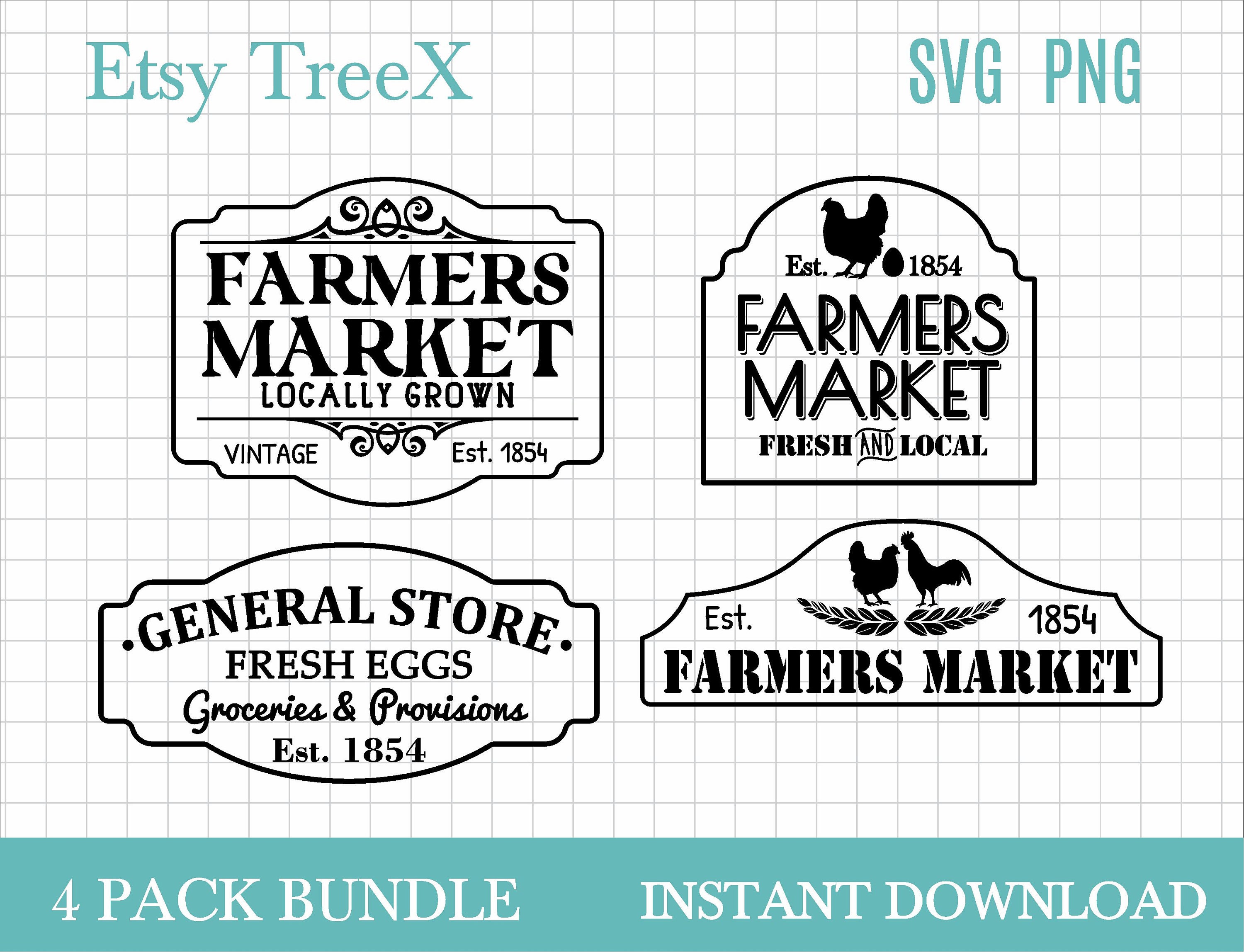 Farmers Market SVG Sign Bundle by Oxee General Store Sign - Etsy