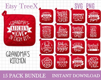 Grandma Kitchen Pot Holder SVG Bundle: Funny Granny Quotes (Digital Download)