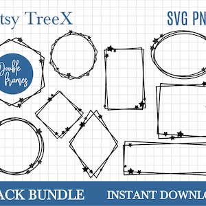 Double Wreath SVG bundle with stars by Oxee, geometric wreath bundle svg, wedding wreath svg, stars hexagon wreath, cricut cut file