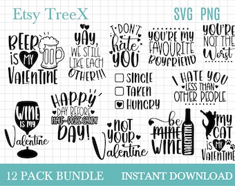 Sarcastic Valentine's Day SVG Bundle: Funny Couple Quotes (Digital Download)