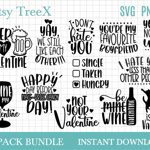 Sarcastic Valentine's day SVG bundle, funny Valentines day quotes svg, sarcastic couple quotes t shirt svg by Oxee, funny love quotes