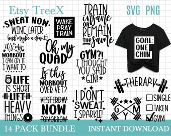 Funny Gym Quotes SVG Bundle: Hand Drawn Sarcastic Designs (Digital Download)