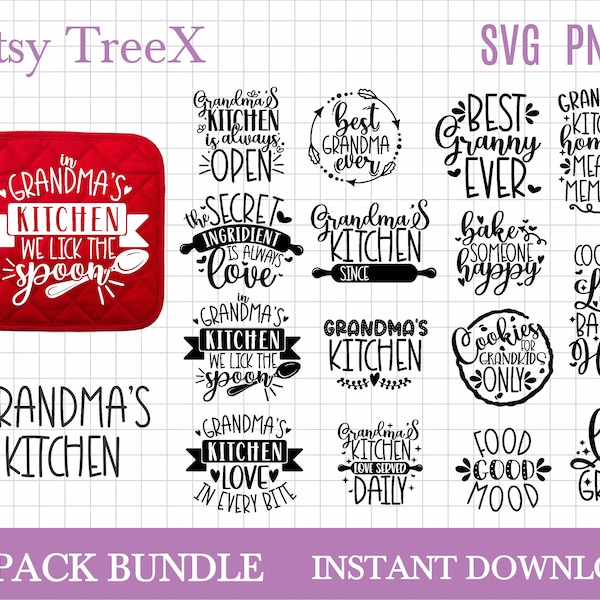 Grandma kitchen pot holder SVG bundle by Oxee, funny granny kitchen quotes svg, grandmother kitchen svg, Grandmother gift idea svg