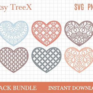 Lace Love Heart SVG bundle by Oxee, geometric love heart cut svg, laser cut cuff svg, Valentines day love heart svg, Cricut, Silhouette