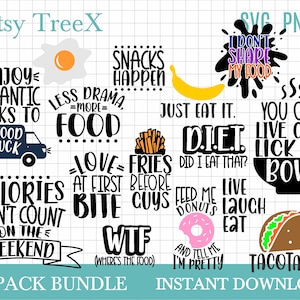 Funny food lover SVG bundle, sarcastic food quotes svg, sarcastic food addicted t shirt svg by Oxee, funny quotes