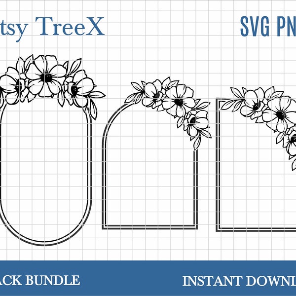 Arch floral frame SVG bundle by Oxee, floral wreath svg, wedding arch with flowers svg, cricut cut file, boho floral arch