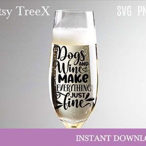 Psy i wino śmieszne SVG przez Oxee, psia mama SVG, psia babcia SVG, plik do cięcia, kieliszek do wina SVG, cytat psa, sarkastyczny cytat psa SVG
